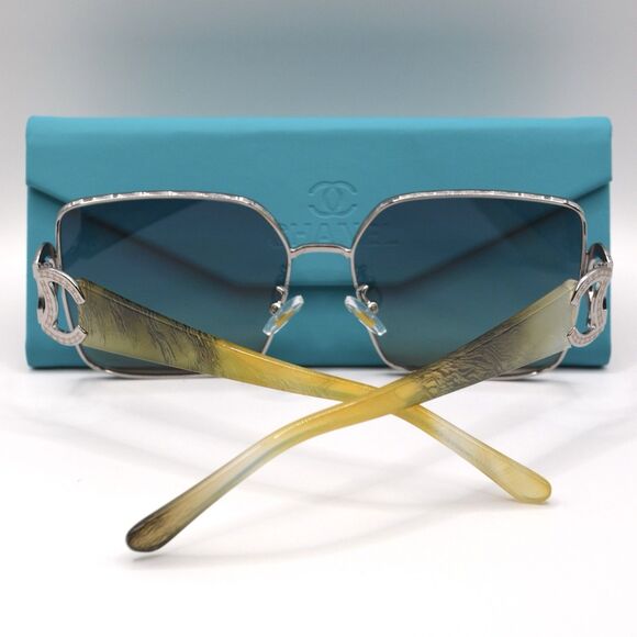 Chanel Women’s Square Sunglasses Blue Gradient Silver Metal 50-20-151 main image 4